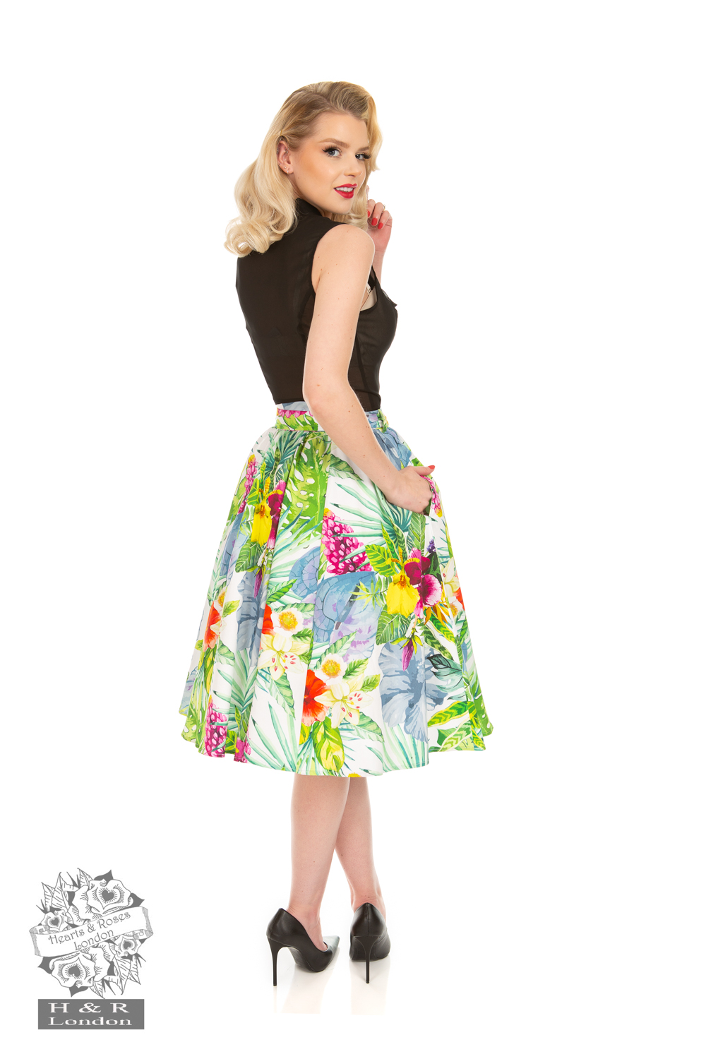 Mary Tropical Floral Swing Skirt